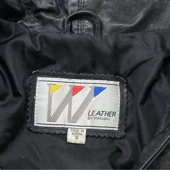 Wilson’s 80s 90s Puff sleeve Power Shoulder Leather Jacket Snap Corset Moto S - Picture 6 of 9